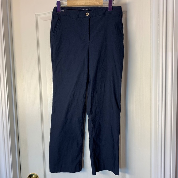 LISETTE Pants - Lisette L Montréal Navy Comfort Pant Pull-On Slim Leg Size 6 Made in Canada Work